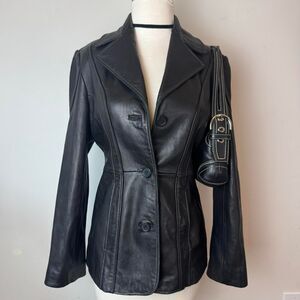 Guess Vintage 90s y2k genuine black leather jacket
